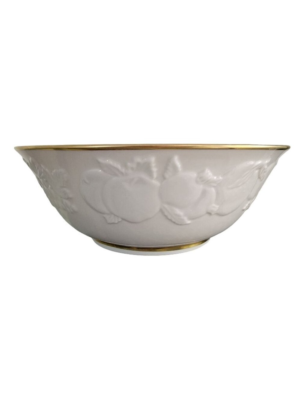 Vintage Lenox Fruits of Life 9" Serving Bowl Cream Fine Porcelain 24k Gold Trim